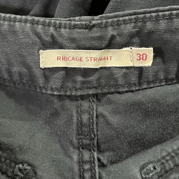 Levi's Womens Ribcage Straight Ankle Utility Pants Size 30 Black High‎ Rise - Picture 6 of 8